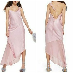 TOPSHOP NWOT Asymmetrical Frill Maxi Dress Size 4